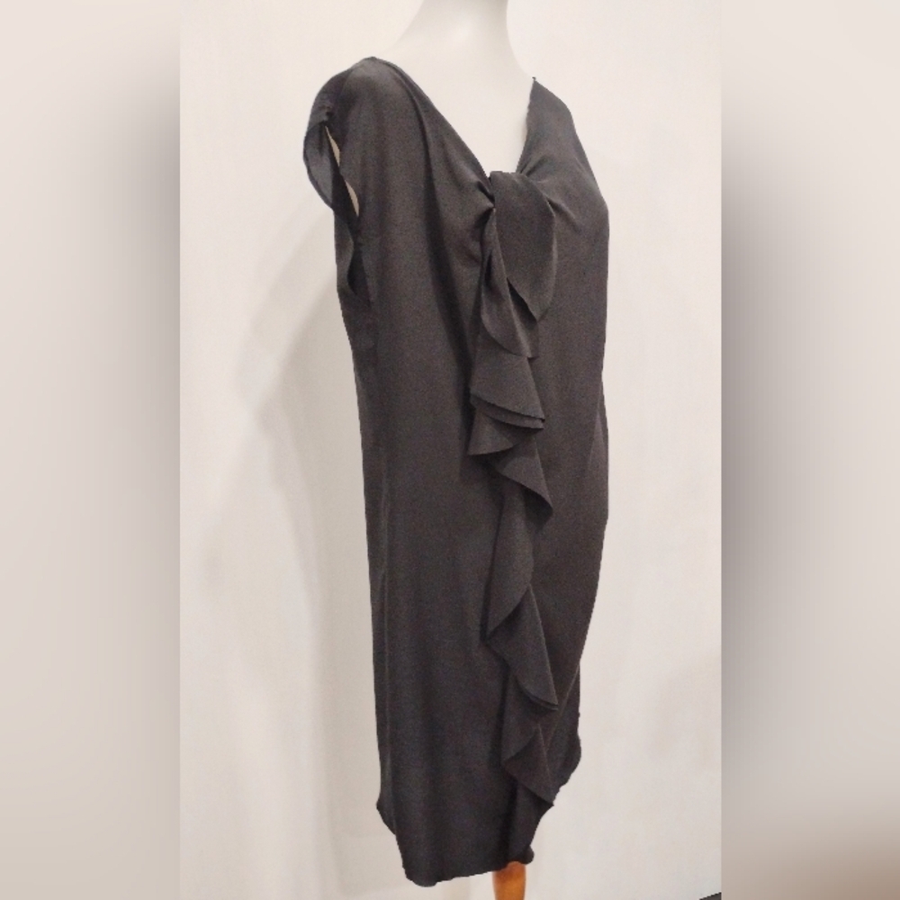 TARA JARMON RUFFLED SILK DRESS